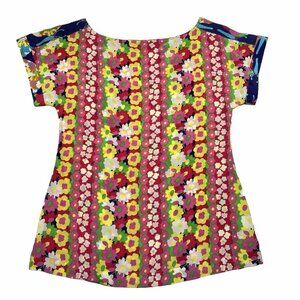 Lilly Pulitzer Daisy And Confused Silk Blouse Top Womens Short Sleeve 91586
